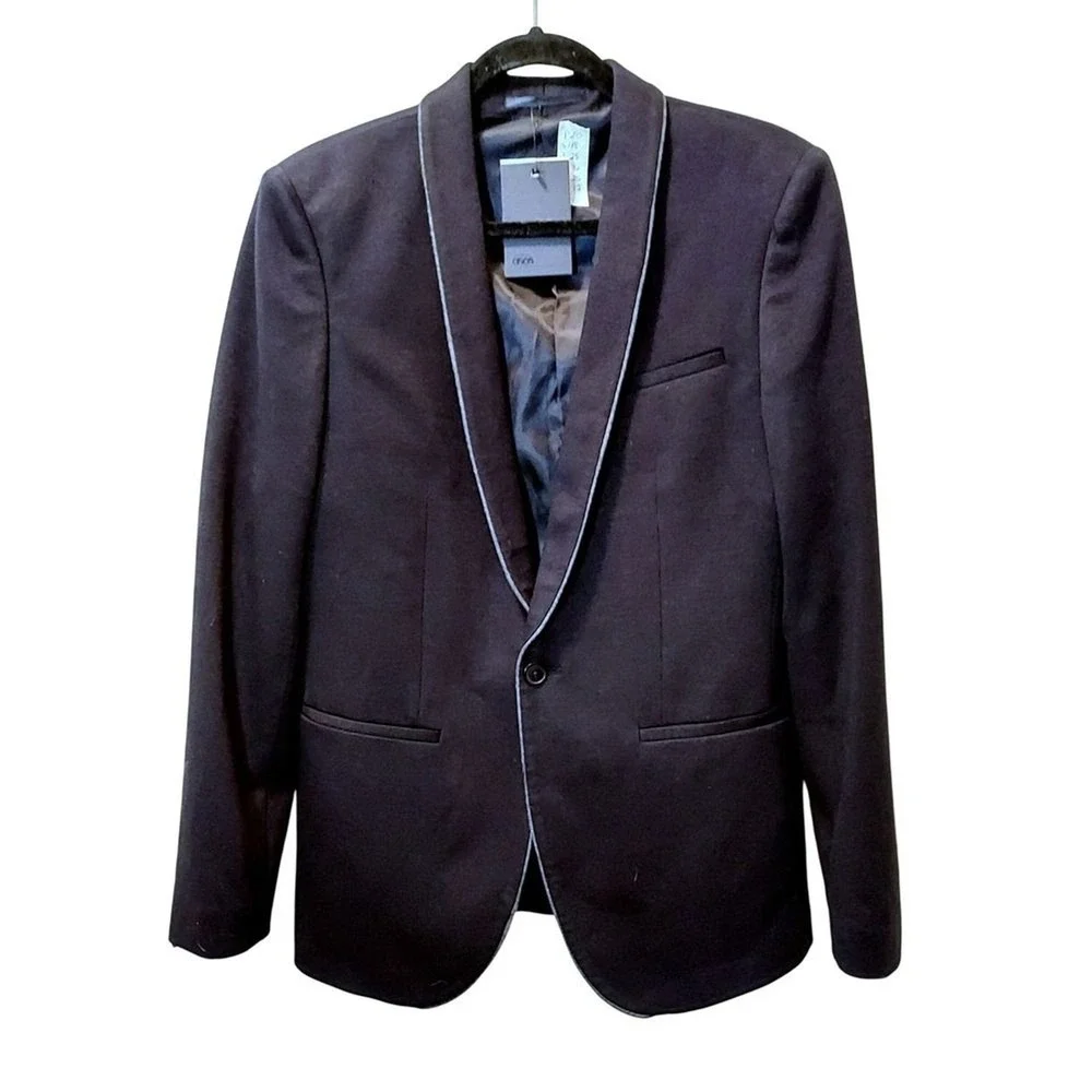 ASOS Mens Blazer Jacket 38R Regular Fit‎ Skinny Trim Black Casual Office New